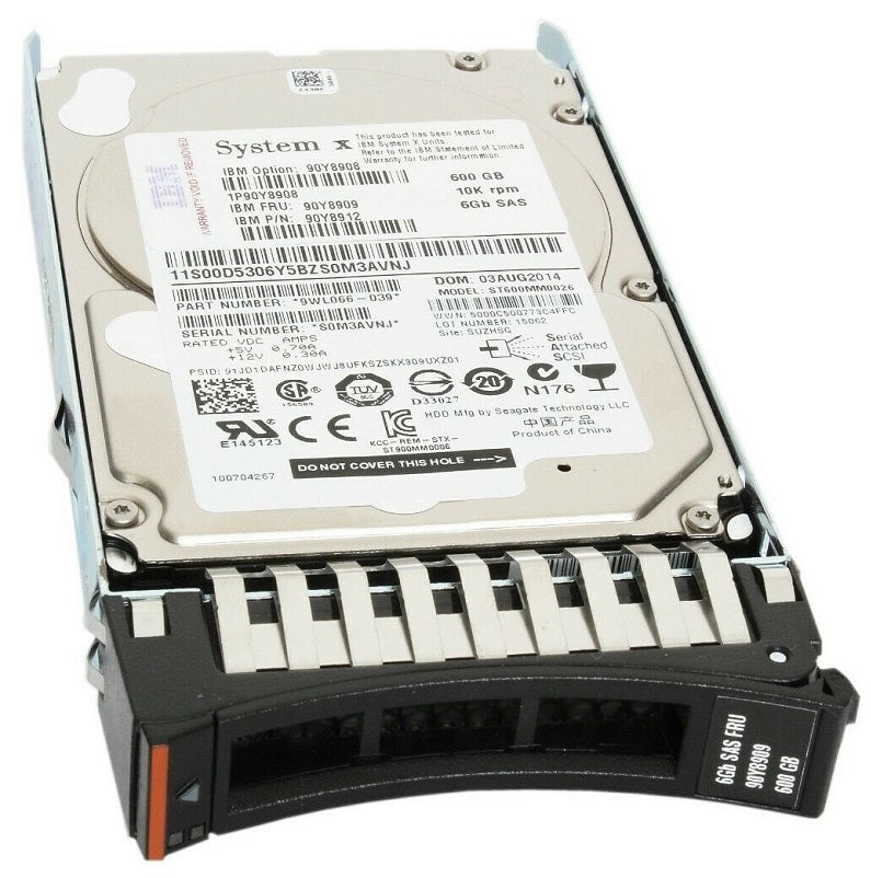90Y8909 90Y8908 90Y8912 IBM SYSTEM X 600GB 10K RPM 6Gbps 2.5" SAS Hard Drive