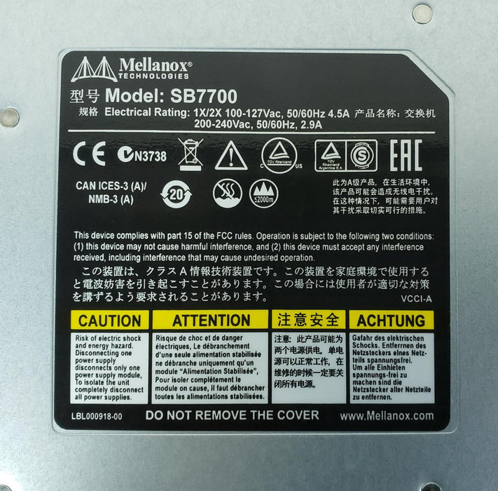 Mellanox MSB7700-ES2R 36 Port QSFP28 100GB/s Infiniband Switch