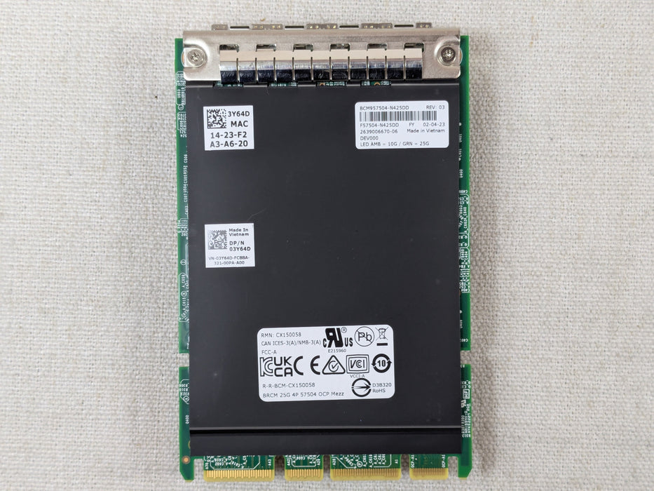 Dell 3Y64D Broadcom 57504 Quad Port 25G SFP28 OCP 3.0 Adapter R650 R750