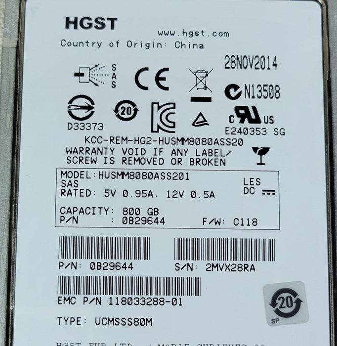 EMC XtremIO - 800GB 2.5" 6G MLC SSD – PN: 005050674