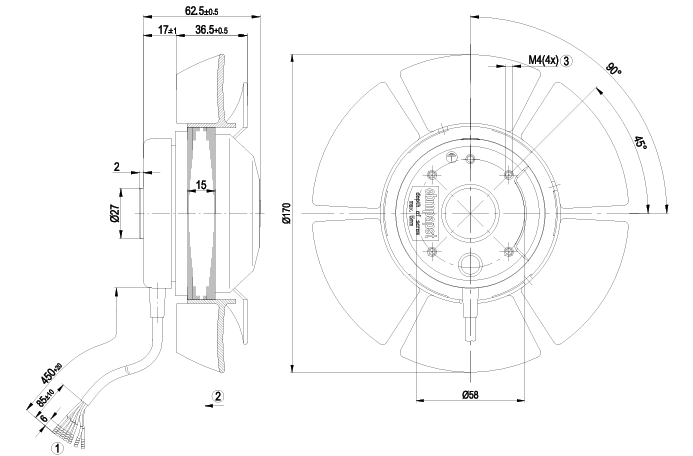 A2D170-AA04-01 EBM-PAPST AC AXIAL FAN