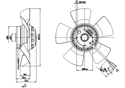 A2D210-AA02-10 ebm-papst AC AXIAL FAN