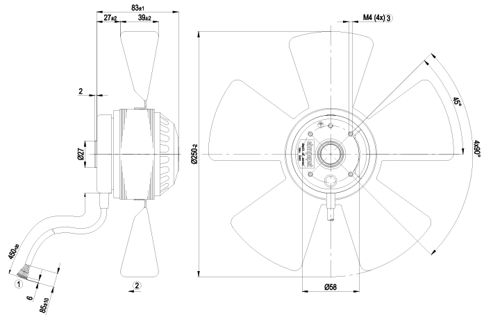 A2D250-AA02-01 EBM-PAPST AC AXIAL FAN