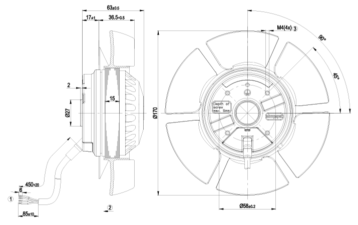 A2E170-AF23-01 ebm papst AC AXIAL FAN