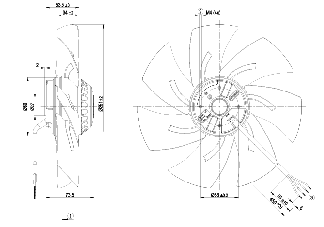 A2E250-AL06-01 ebm-papst AC AXIAL FAN