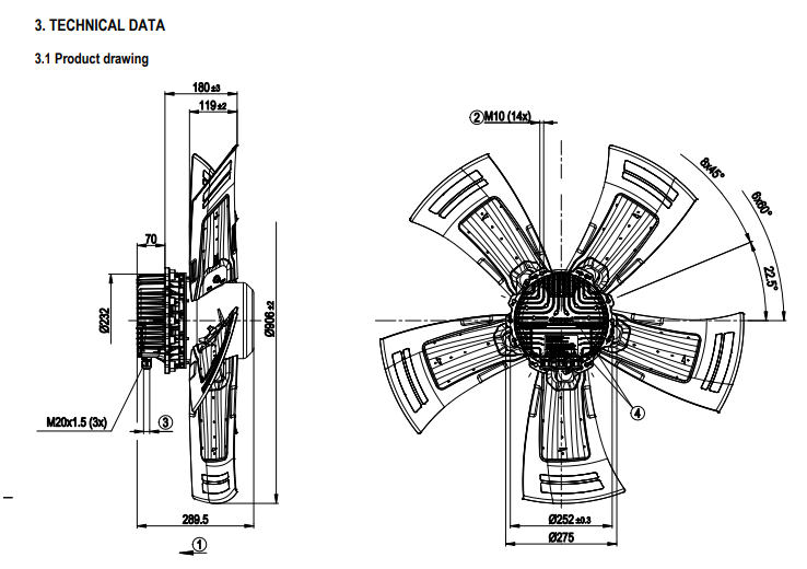 A3G910-AV12-71 ebm-papst AC Axial Fan 380-480V 2.88KW 4.4A 1000rpm