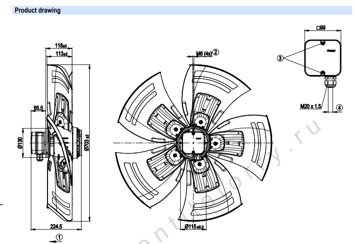 A6D710-AH01-01 EbmPapst CE Axial Fan 3~400/480V 690/1700W 1.34/2.87A 730/1060rpm