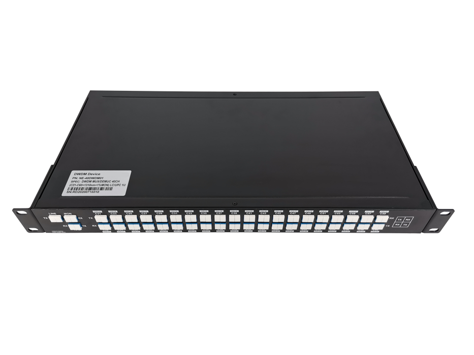 AAWG 40CH 100GHz C21-C60 Dual Fiber, with 1310nm and Mon, 3.5dB Typical IL, LC/UPC, DWDM Mux Demux, 1U Rack Mount, FMU-D402160M3