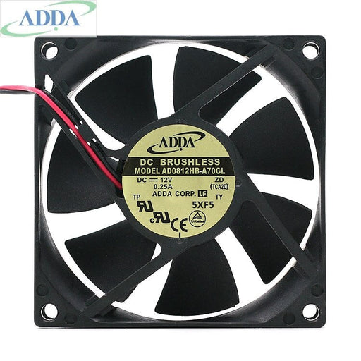 ADDA AD0812HB-A70GL 80x80x25mm 12V DC 0.25A 2-Wire Axial Cooling Fan