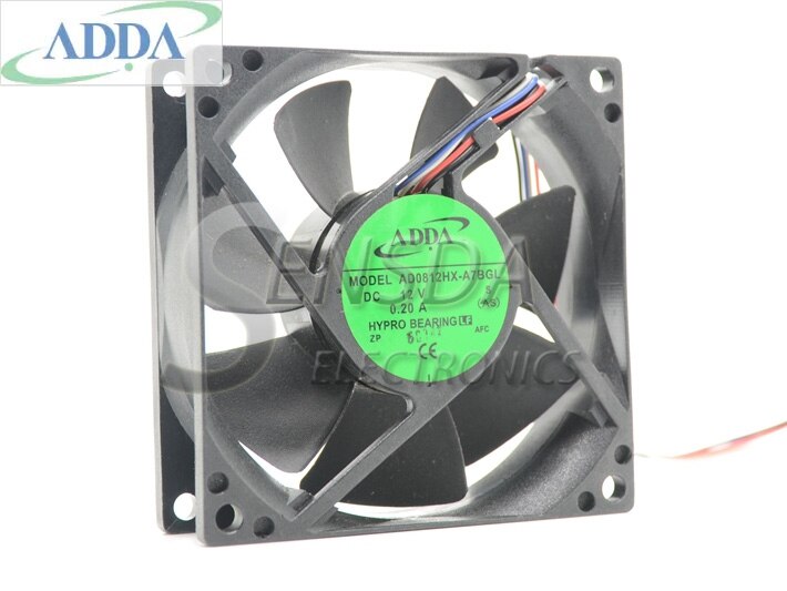 ADDA AD0812HX-A7BGL 80x80x25mm 12V DC 0.20A 4-Wire Axial Cooling Fan