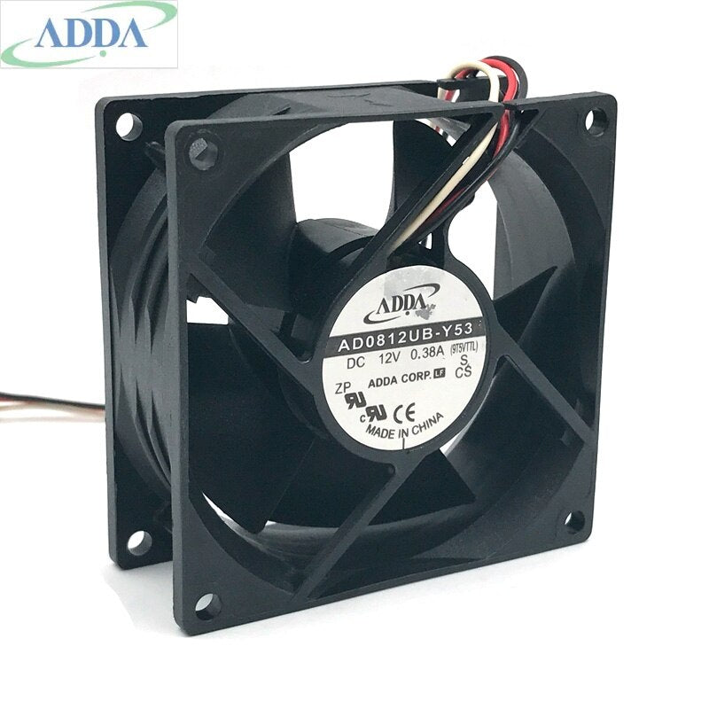 ADDA AD0812UB-Y53 80x80x38mm 12V DC 0.38A 3-Wire Axial Cooling Fan