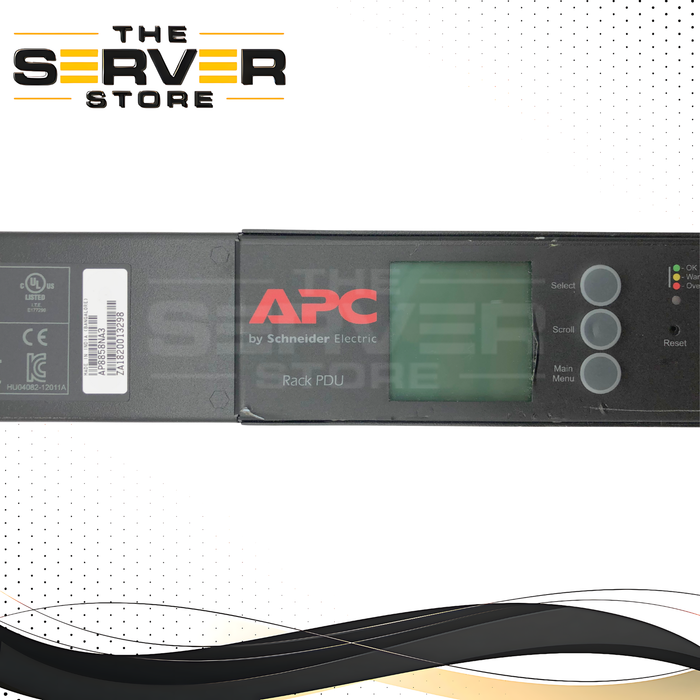 APC Schneider Electric Vertical Rack-Mount PDU (Power Distribution Unit) - Metered Rack, 20-Outlet, 100V-240V/30A, 42U 0U Form Factor. P/N: AP8858NA3.