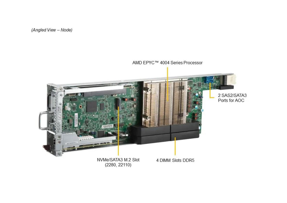 Supermicro MicroCloud A+ AS-3015MR-H8TNR AMD EPYC AM5 LGA-1718 192GB 4 DIMM Slots Dual Front Storage Bays 3U Rackmount Server