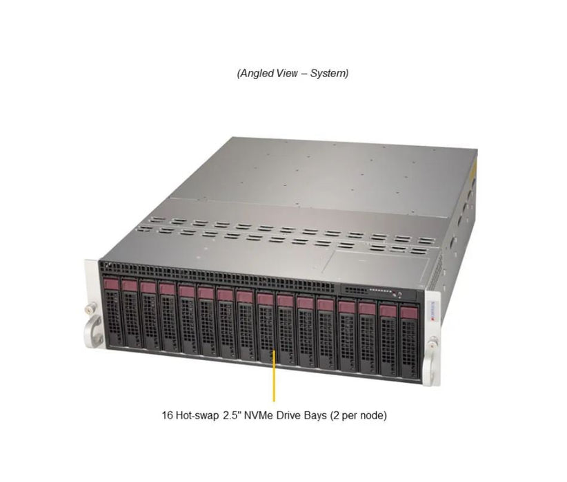 Supermicro MicroCloud A+ AS-3015MR-H8TNR AMD EPYC AM5 LGA-1718 192GB 4 DIMM Slots Dual Front Storage Bays 3U Rackmount Server