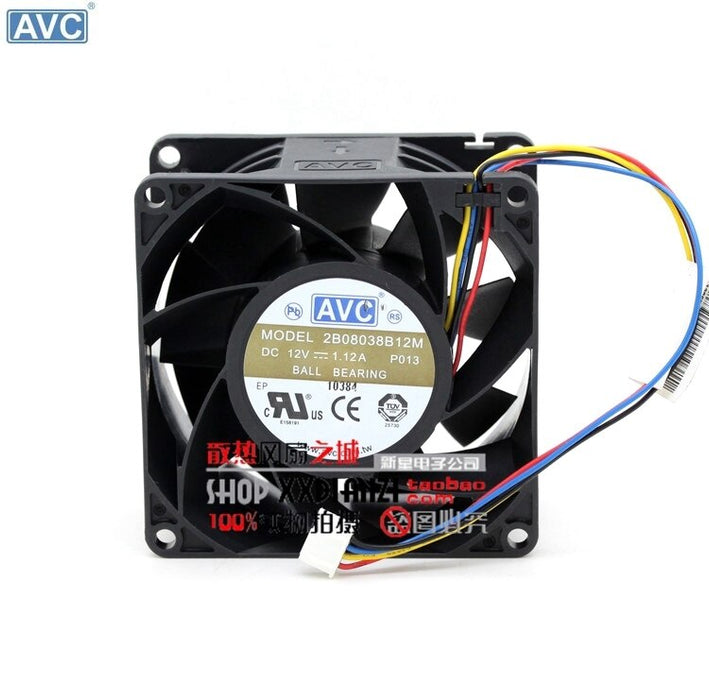 AVC 2B08038B12M 12V DC 80x80x38mm Brushless Cooling Fan