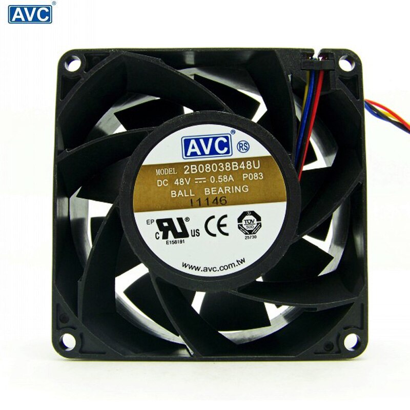 AVC 2B08038B48U 80x80x38mm 48V DC 0.58A Axial Cooling Fan
