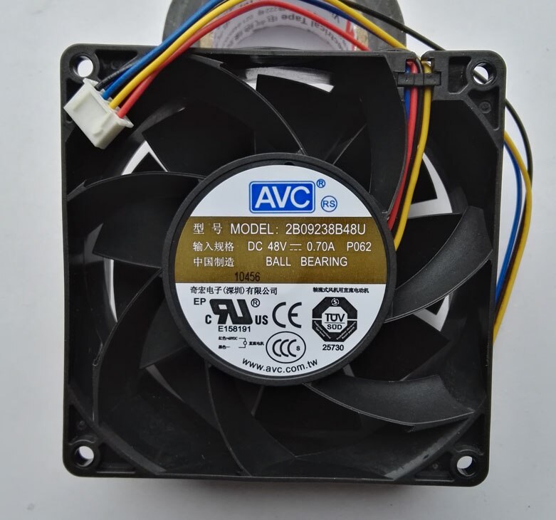 AVC 2B09238B48U 92x92x38mm 48V DC 0.7A 4-Wire Axial Cooling Fan