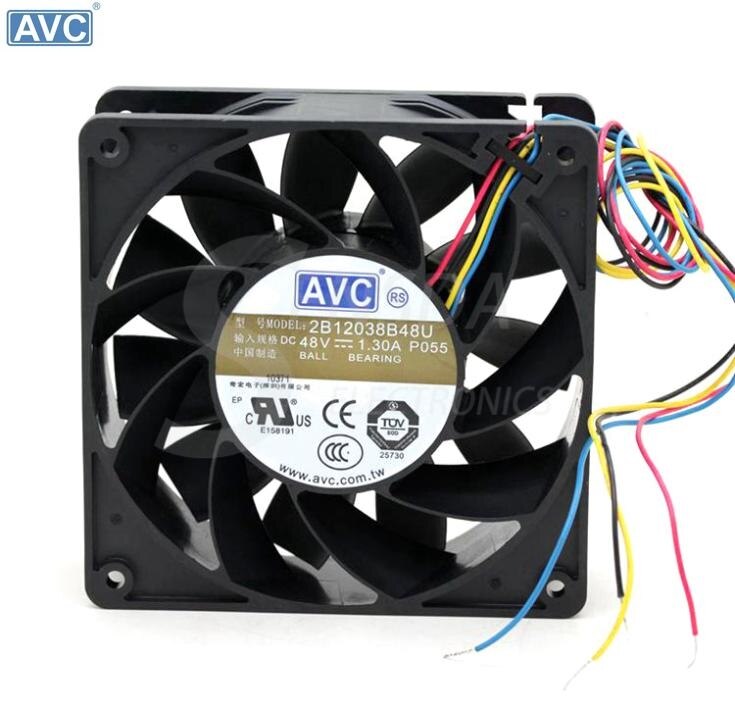 AVC 2B12038B48U 120x120x38mm 48V DC 1.3A 4-Wire Axial Cooling Fan