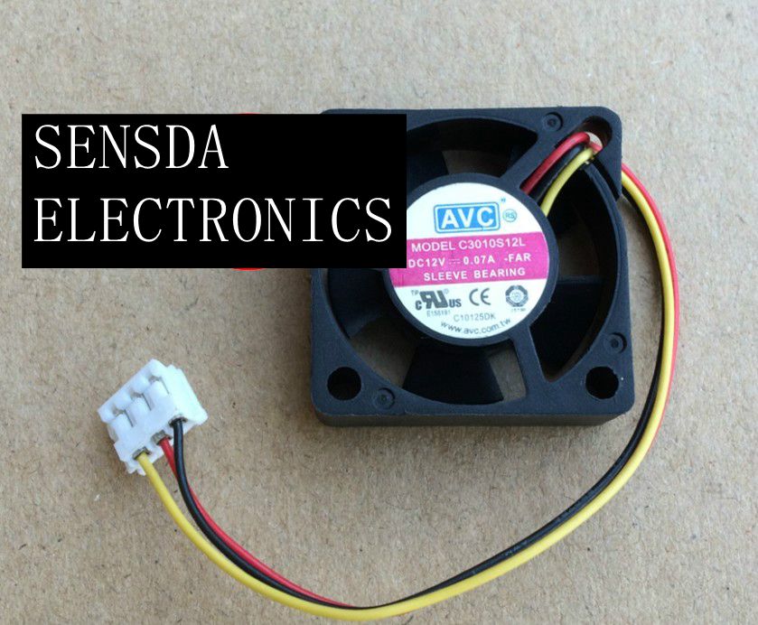 AVC C3010S12L 30x30x10mm 12V DC 0.07A Axial Cooling Fan