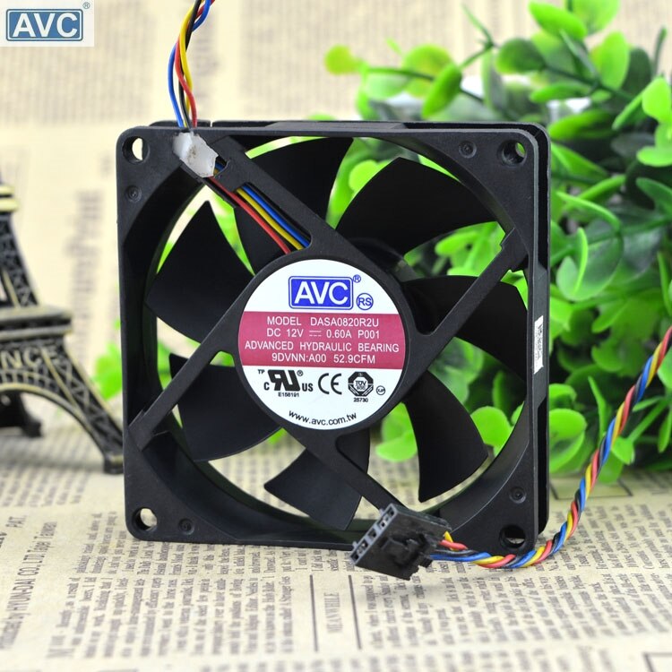 AVC DASA0820R2U 80x80x20mm 12V DC 0.6A 4-Wire Axial Cooling Fan