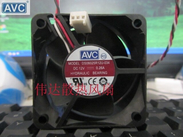 AVC DS06025R12U-034 60x60x25mm 12V DC 0.26A Axial Cooling Fan