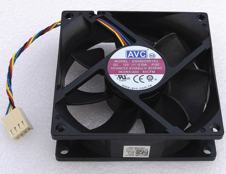 AVC DS08025R12U 80x80x25mm 12V DC 0.70A 4-Wire Axial Cooling Fan