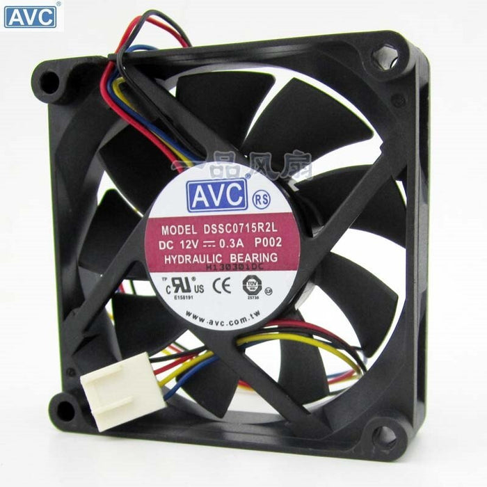AVC DSSC0715R2L, 70x70x15mm 12V DC 0.3A 4-Wire Axial Cooling Fan