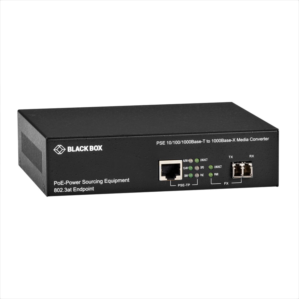 Black Box 10/100/1000BASE-T to 1000BASE-X PoE PSE GBE Media Converter