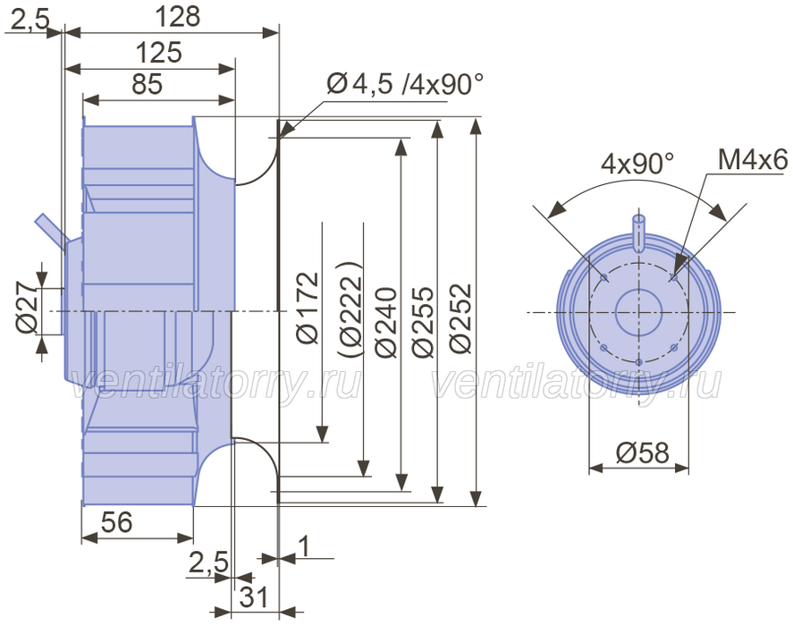 Brand new RH25L-2EP.WD.1R  ZIEHL-ABEGG centrifugal fan 1-230V 50HZ