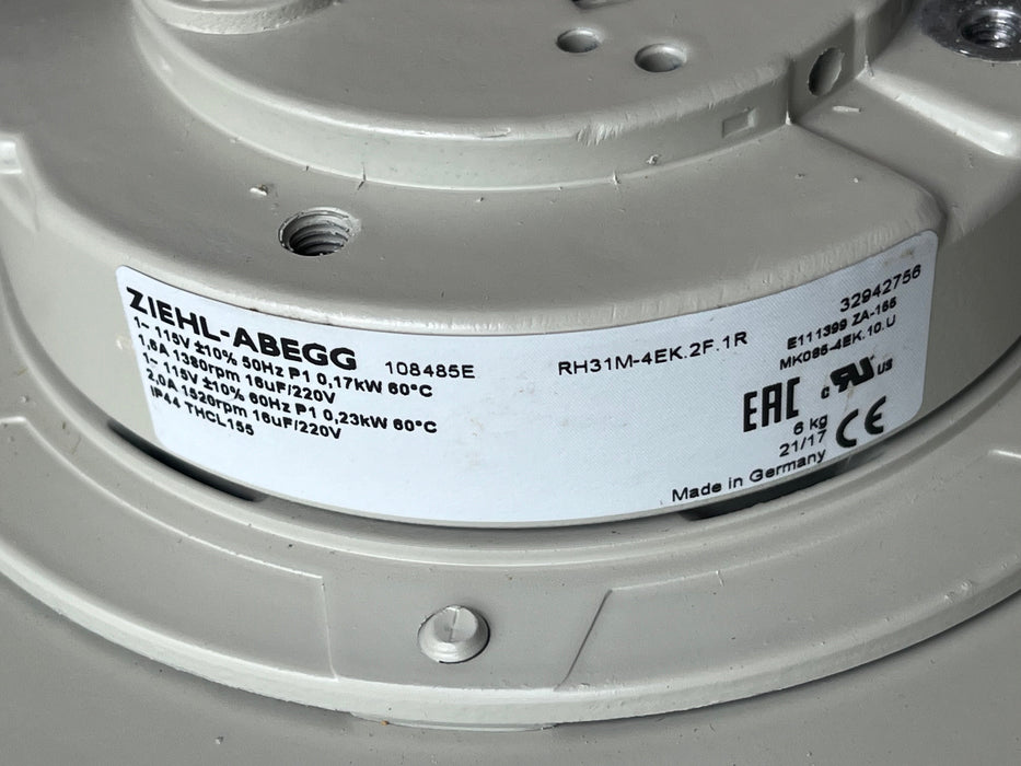 Brand new RH31M-4EK.2F.1R ZIEHL-ABEGG centrifugal fan 1-115V 0.17/0.23KW 1.6/2.0A 1380/1520RPM 50/60HZ