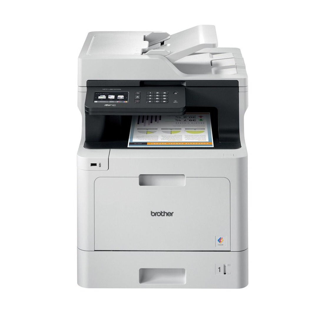 Brother 2400 x 600 dpi 33 ppm USB Ethernet Wi-Fi NFC Duplex Printing 2.7-inch Touch Screen LCD Display Desktop Color Laser All-in-One Printer - MFC-L8610CDW