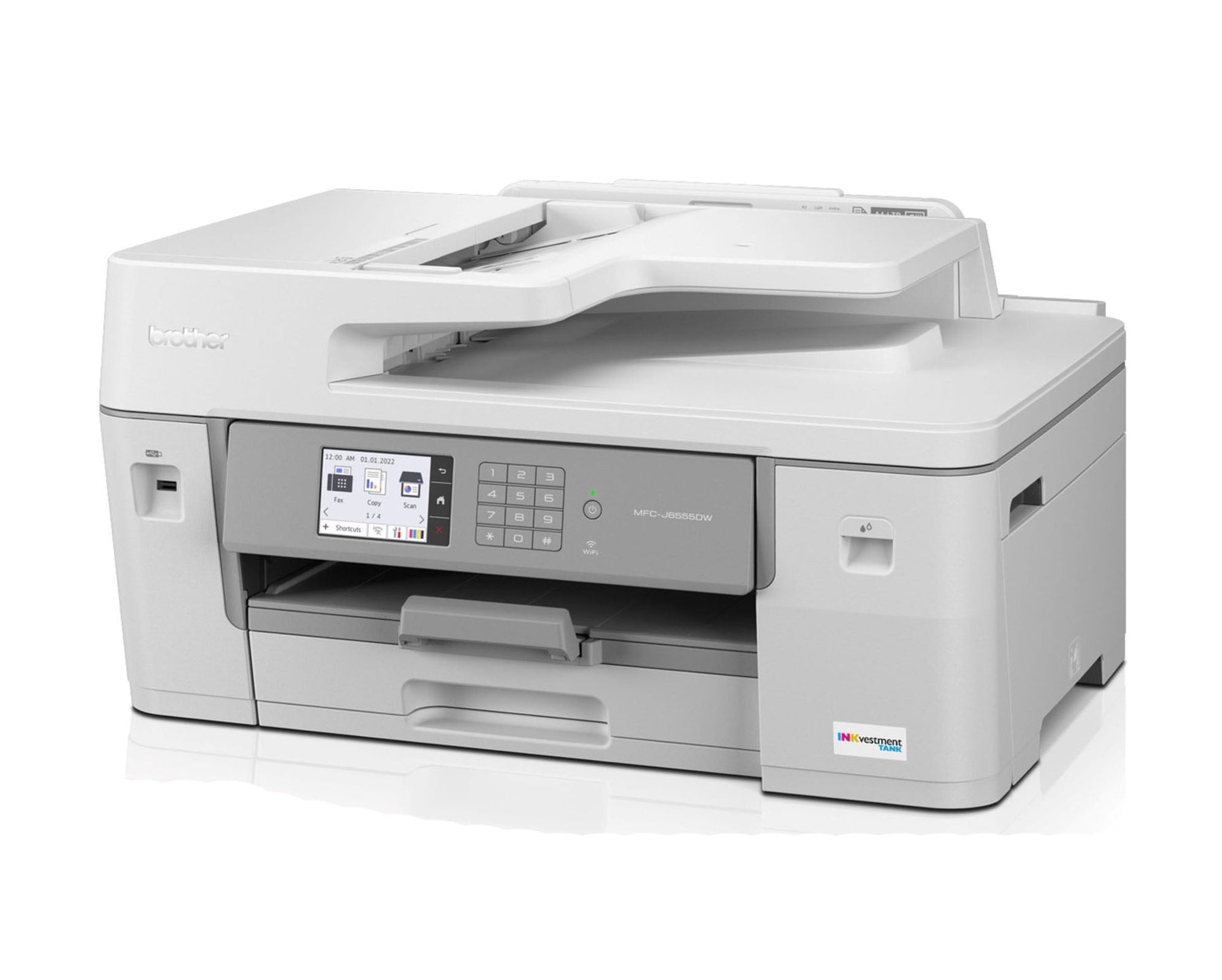 Brother 4800 x 1200 dpi 30 ppm USB Ethernet Wi-Fi Automatic Duplex Printing 3.5-inch Touch Screen LCD Display Desktop Color InkJet All-in-One Printer - MFC-J6555DW