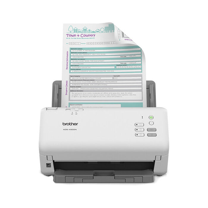 Brother 600 x 600 dpi 40 ppm USB, Ethernet Automatic Duplex Scanning Desktop Document Scanner - ADS-4300N