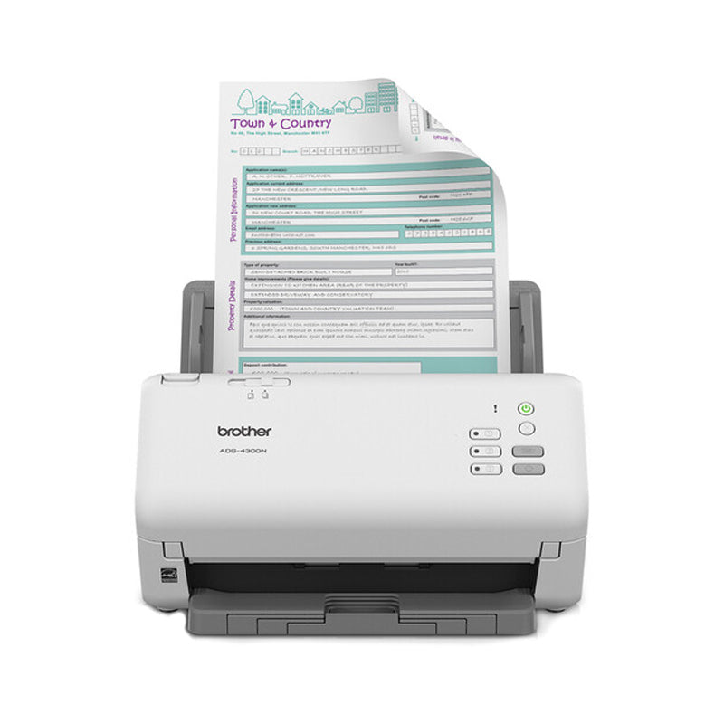 Brother 600 x 600 dpi 40 ppm USB, Ethernet Automatic Duplex Scanning Desktop Document Scanner - ADS-4300N