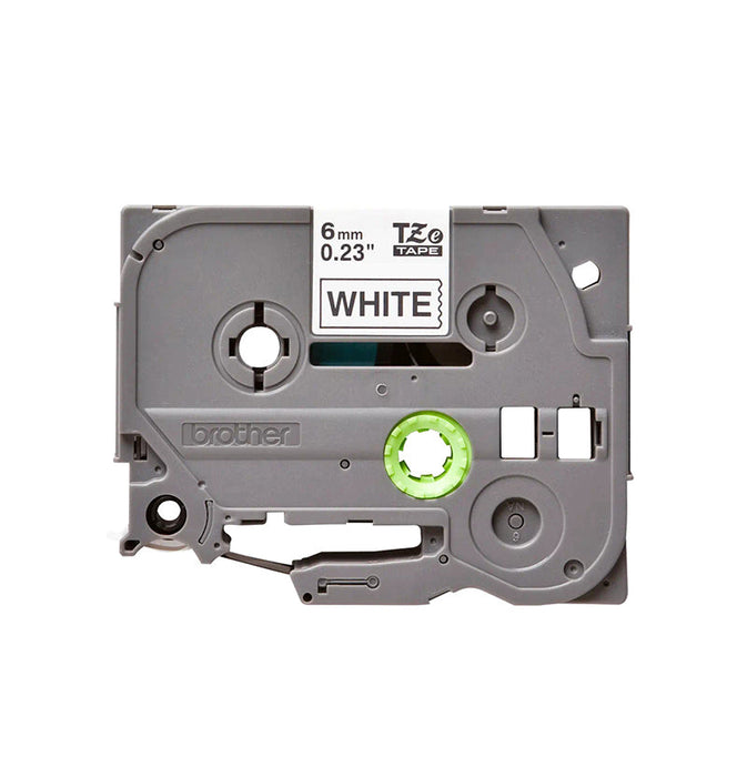 Brother 6mm 8m Black on White Laminated Tape for P-Touch Series - TZE-211