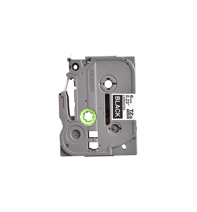 Brother 6mm 8m White on Black Laminated Label Tape for P-Touch Series - TZE-315