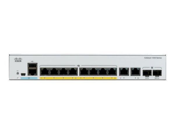 C1000-8FP-2G-L - Cisco Catalyst 1000 Series 8-Ports 10/100/1000BASE-T PoE+ Layer 2 Rack-mountable Managed Network Switch with 2-Ports SFP