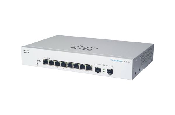 CBS220-8P-E-2G - Cisco Business 220 Series 8-Ports 10/100/1000BASE-T Ethernet Layer 2 Rack-mountable Managed Smart Switch with 2-Ports SFP