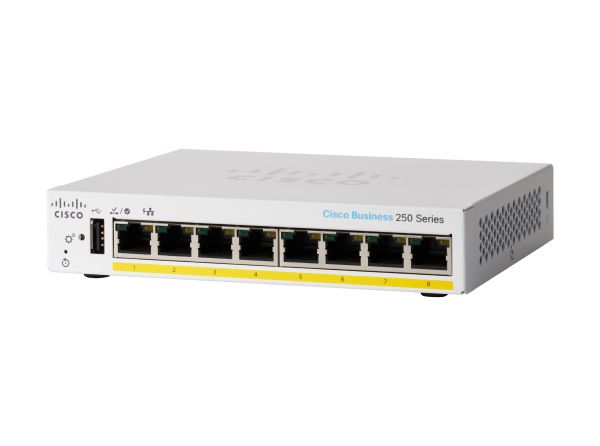 CBS250-8PP-D-NA - Cisco Business 250 Series 8-Ports 10/100/1000BASE-T PoE+ Layer 3 Desktop Managed Smart Switch with 2-Ports SFP