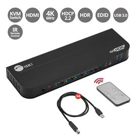 CE-KV0F11-S1 - SIIG AC 4x1 HDMI 4K HDR KVM USB3.0 Switch with Remote Control