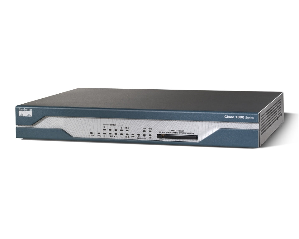 CISCO1812/K9 Cisco 1812 Dual Ethernet Security Router w/ ISDN S/T Backup