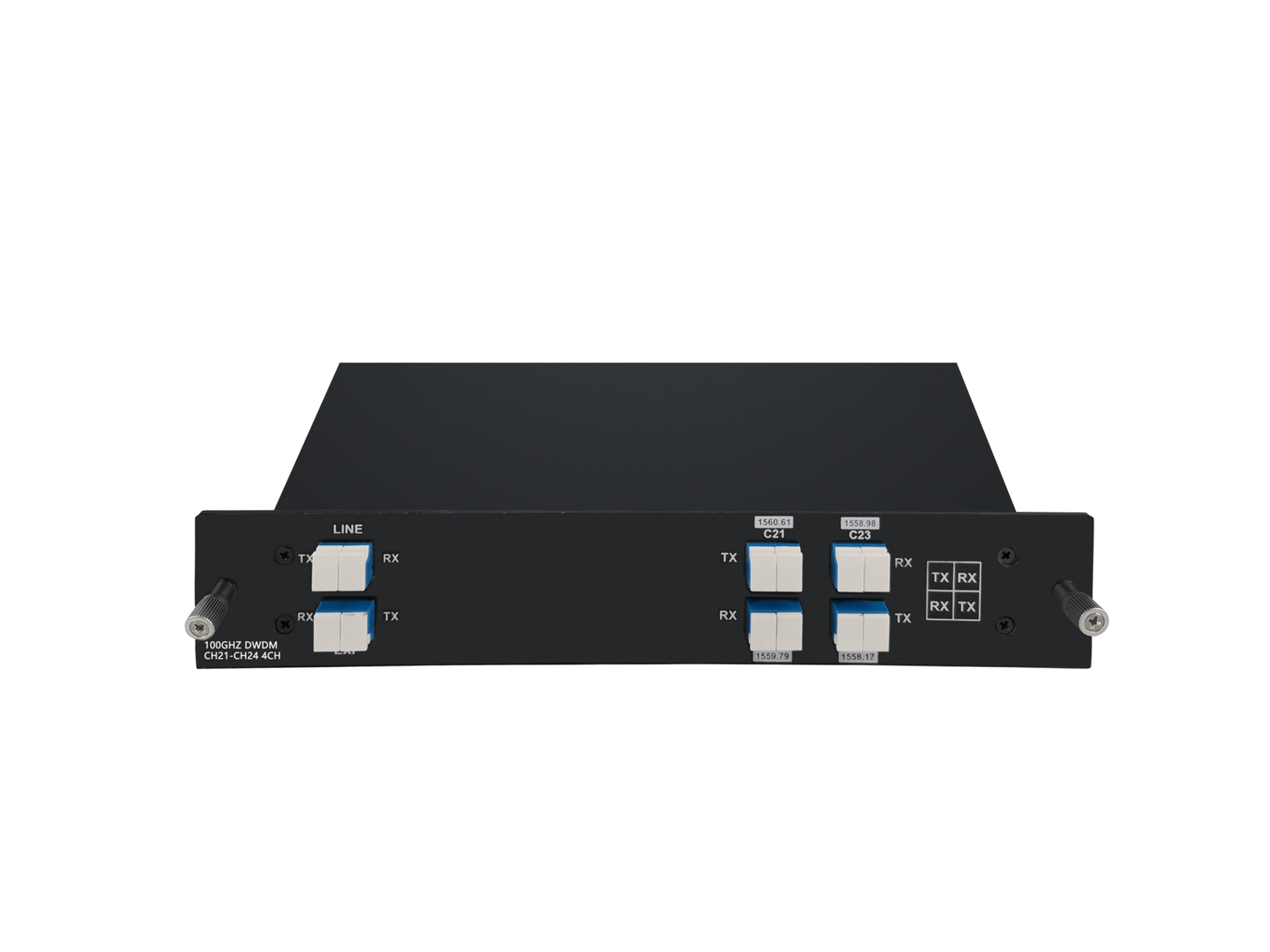 4CH 100GHz, Dual Fiber  with Monitor, Expansion and 1310nm Port, LC/UPC, DWDM Mux Demux, FMU Plug-in Module
