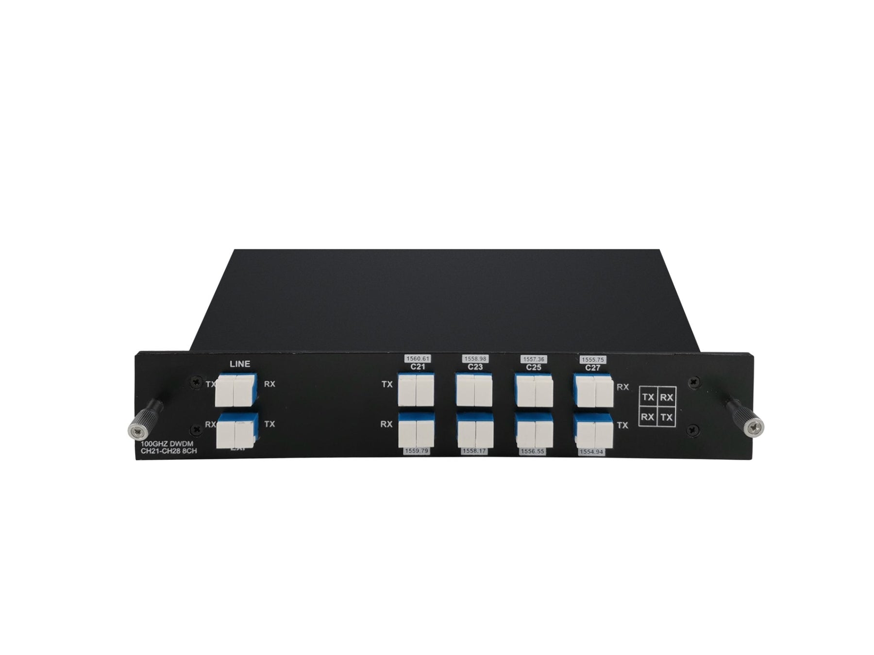 Single Fiber 8CH 100GHz C21-C35/C22-36 with Expansion Port, LC/UPC, DWDM Mux Demux, FMU Series Plug-in Module