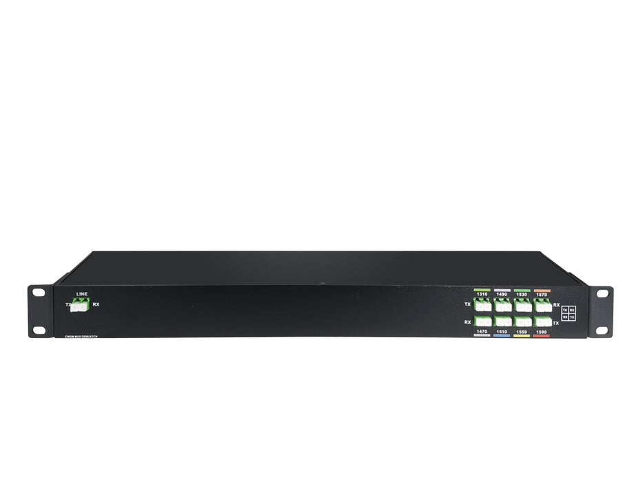 Single Fiber, 9CH CWDM Mux Demux, Side A RX 1270-1590nm or Side B RX 1290-1610nm, LC/UPC, 2.4dBLow Loss