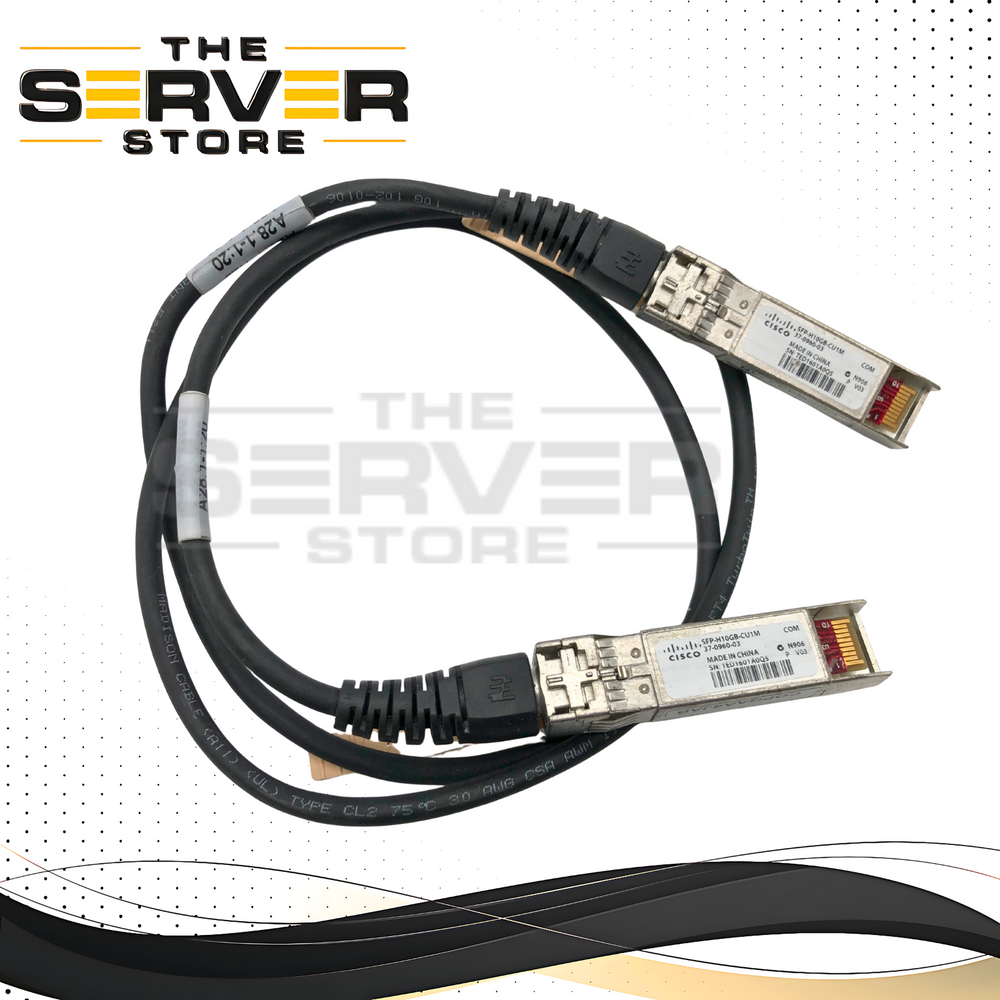 Cisco 1 Meter (3.3ft) 10GBASE-CU SFP+ to SFP+ Passive Direct Attach Copper (DAC) Twinax Cable. P/N: SFP-H10GB-CU1M.