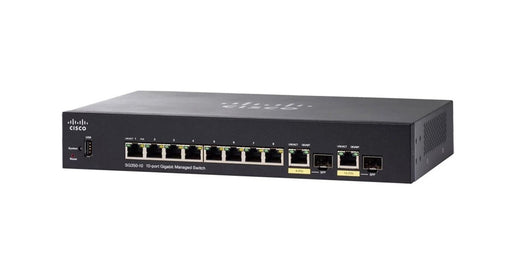 Cisco 350 Series 8-Ports 10/100/1000BASE-T Ethernet Layer 3 Desktop Managed Network Switch with 4-Ports SFP - SG350-10
