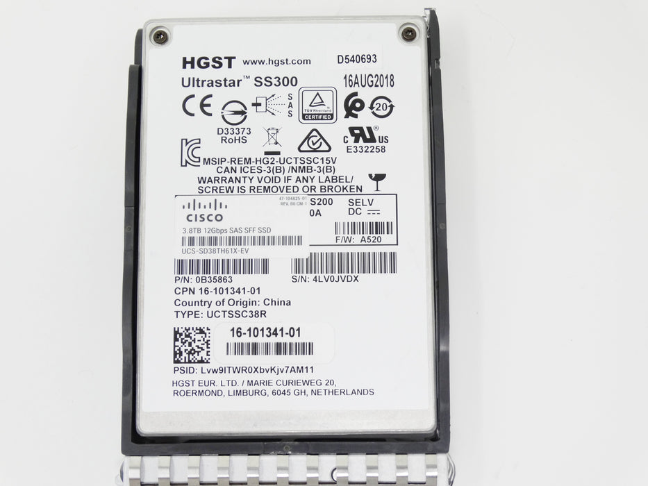 Cisco 3.84TB SAS 12G 2.5" SSD HGST Ultrastar SS300 16-101341-01 UCS-SD38TH61X-EV