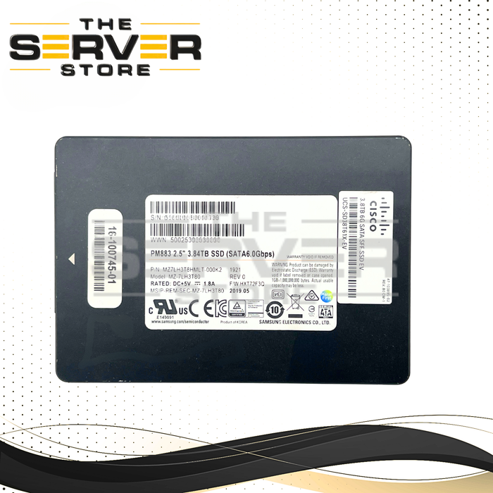 Cisco 3.84TB SATA 6G EV SFF 2.5" SSD Samsung PM883 Series MZ-7LH3T80 16-100745-01 UCS-SD38T61X-EV