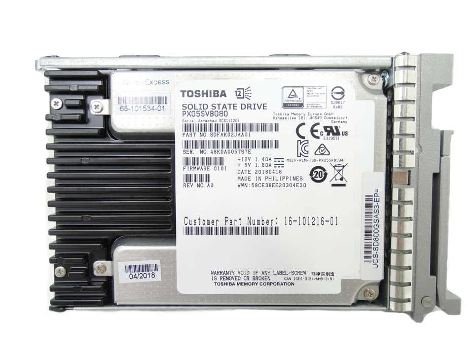 Cisco 800GB SAS 12Gbps SFF 2.5'' SSD Toshiba PX05S PX05SVB080 UCS-SD800GSAS3-EP