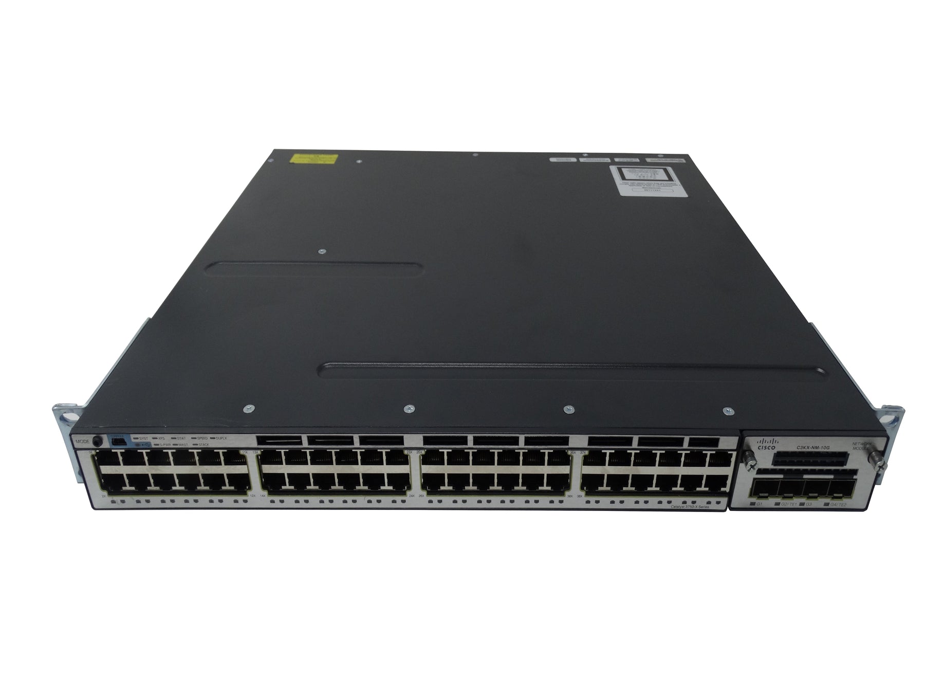 Cisco Catalyst 3750X-48T-S 48 Port Gigabit Switch w/ 2x C3KX-PWR-350WAC (3750X-48T-S)
